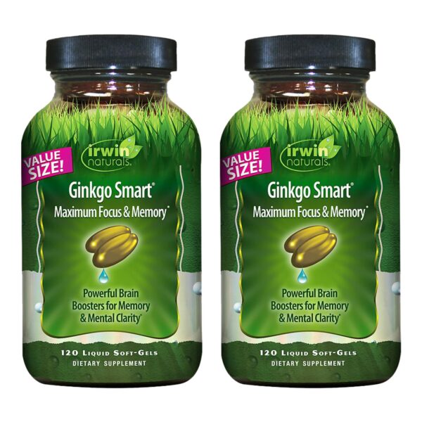 Version 1.0.0 Paquete doble Irwin Naturals Ginkgo Smart para mejorar función cerebral y memoria