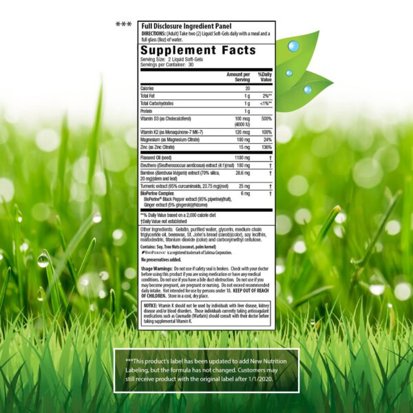 Frasco Irwin Naturals con cápsulas blandas de vitamina D3 y K2