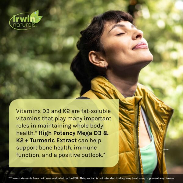 Cápsulas blandas líquidas Irwin Naturals Mega D3 & K2 + cúrcuma