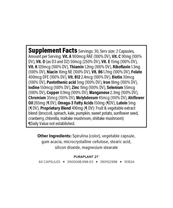 Etiqueta Isagenix PuraPlant21