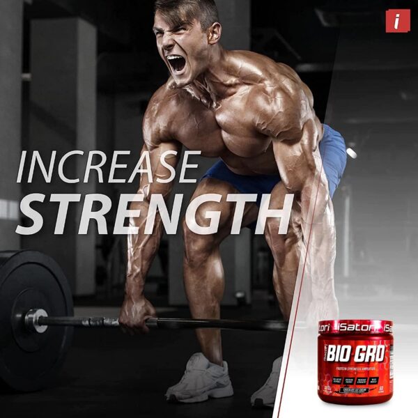 Frasco abierto iSatori BIO-GRO para crecimiento muscular