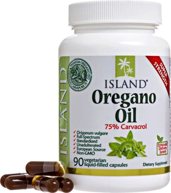 Island Nutrition aceite de orégano cápsulas orgánicas frasco
