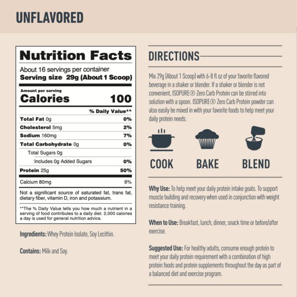 Etiqueta Isopure proteina aislada