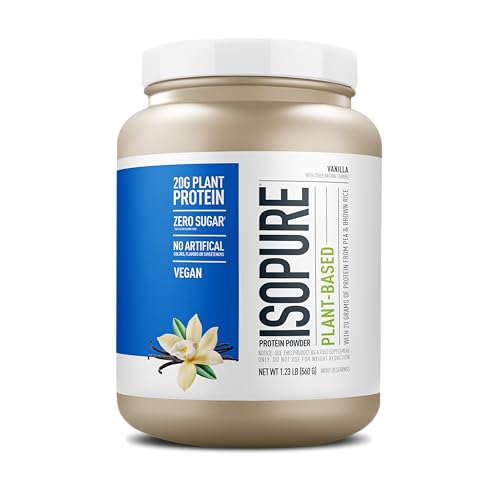 Envase de polvo de proteína vegetal Isopure sabor vainilla