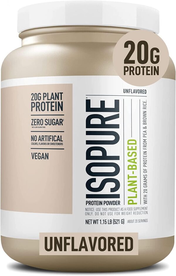 Version 1.0.0 Envase Isopure proteína vegetal sin sabor 20g por porción