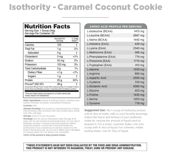 Version 1.0.0 Etiqueta de sabor Caramel Coconut Cookie
