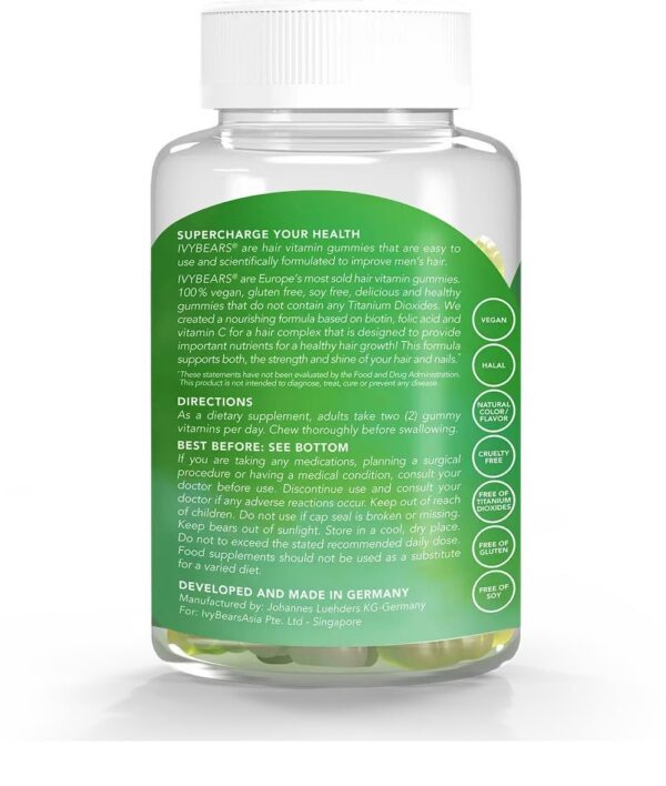 Ingredientes y vitaminas en etiqueta IvyBears