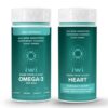 Frasco del paquete Iwi Omega-3 Minis y Heart Omega-3