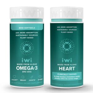 Version 1.0.0 Frasco del paquete Iwi Omega-3 Minis y Heart Omega-3