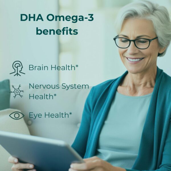 Frascos de Omega-3 Essential y DHA Omega-3 en estante