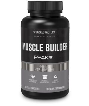 Frente del frasco Jacked Factory Essentials Muscle Builder