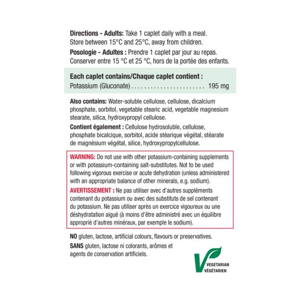 Paquete de tabletas Jamieson potasio 195 mg para adultos