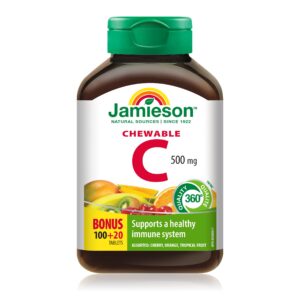 Jamieson Vitamina C masticable 500mg mezclado 3 sabores