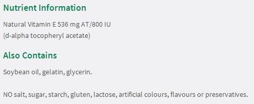 Etiqueta y cápsulas Jamieson Vitamina E