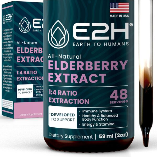 Jarabe de saúco E2H suplemento antioxidante potente 2 oz