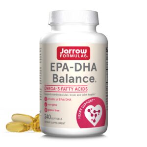 Frasco de Jarrow Formulas Omega-3 EPA DHA 240 cápsulas blandas
