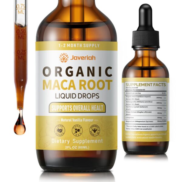 Gotas de maca Javeriah frasco de 60 ml frente