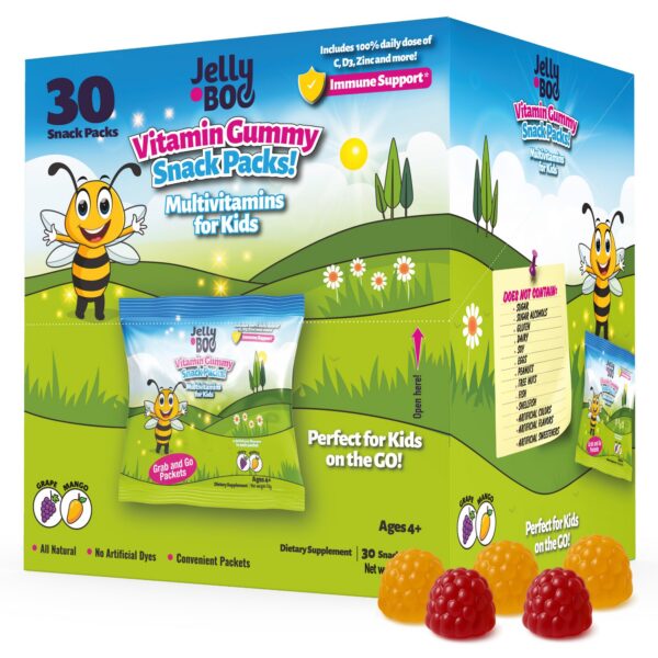 Paquete Jelly.Boo gomitas multivitamínicas niños mango y uva