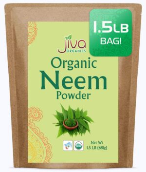 Jiva Organics polvo orgánico hoja de neem 1.5 libras bolsa