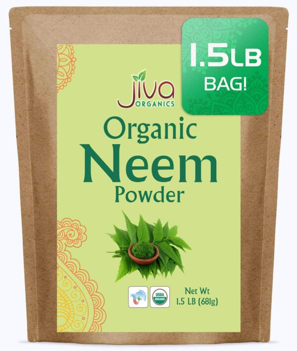 Jiva Organics polvo orgánico hoja de neem 1.5 libras bolsa