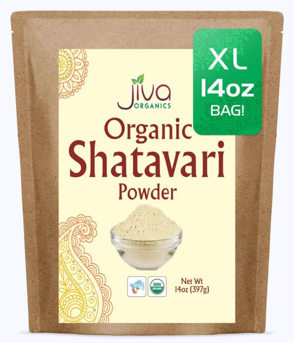 Jiva Organics polvo Shatavari orgánico bolsa resellable 14 onzas
