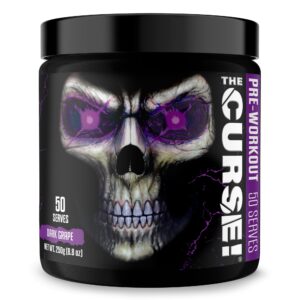 JNX SPORTS The Curse polvo pre-entreno sabor uva oscura recipiente frontal