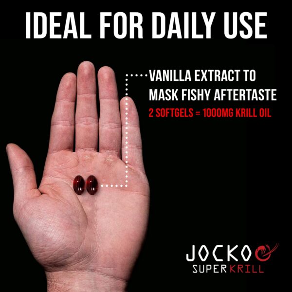 Etiqueta lateral de Jocko Fuel Krill Oil