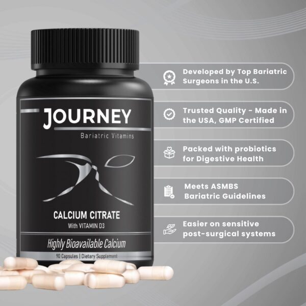 Etiqueta nutricional Journey Bariatric Calcium Capsules