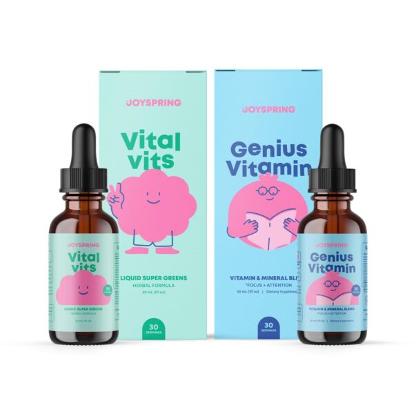 Frente de la botella JoySpring Daily Multivitamin para niños