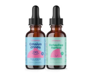 Paquete JoySpring Genius Drops y DetoxZee suplemento herbal para niños