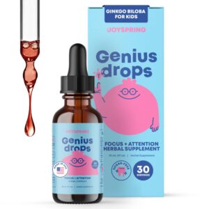 Botella JoySpring Genius Drops suplemento líquido para niños