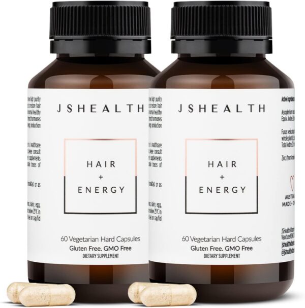 Bote de JSHealth Hair Formula y cápsulas