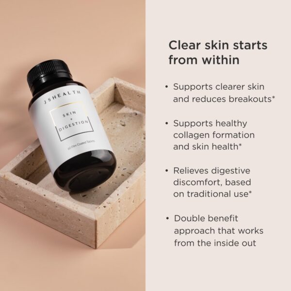 Version 1.0.0 Tabletas de suplemento JSHealth para piel saludable y acné