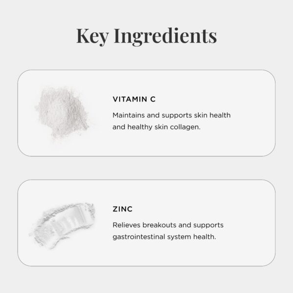 Version 1.0.0 Detalle de etiqueta con ingredientes de vitaminas para la piel JSHealth