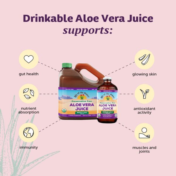 Jugo natural aloe vera para bienestar general y piel radiante