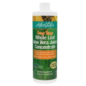 Jugo de aloe vera orgánico aloe life sabor naranja papaya