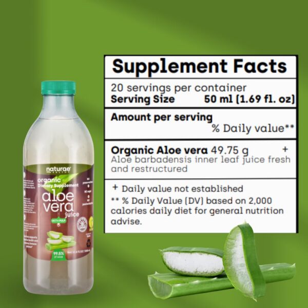 Jugo de aloe vera con pulpa Naturae Healthy en botella trasera