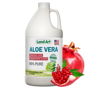 Botella de jugo puro de aloe vera sabor granada Land Art 64 fl oz
