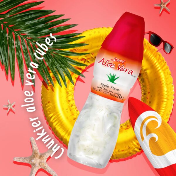 Version 1.0.0 Jugo aloe vera sabor manzana Sappe con pulpa visible