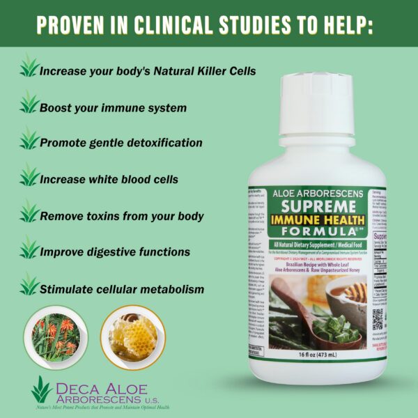 Jugo de hoja completa aloe arborescens orgánico y miel cruda