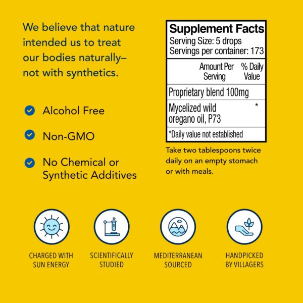 Botella con aceite de orégano silvestre Oreganol P73