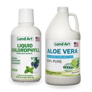 Jugo puro aloe vera Land Art botella frontal 64 oz