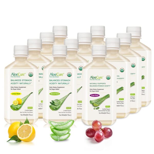 Jugo AloeCure orgánico sabor uva en botella de 500ml