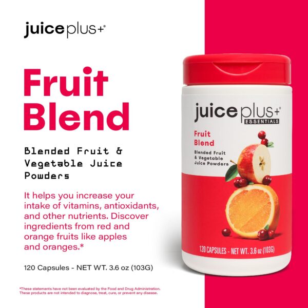 Frasco de JuicePlus+ Fruit Blend con etiqueta