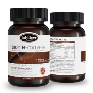 Version 1.0.0 Julytiger Biotina 10000 mcg Colágeno etiqueta frontal