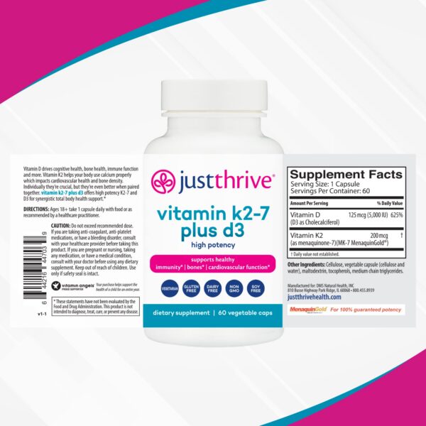 Just Thrive fórmula alta potencia vitamina k2 más d3