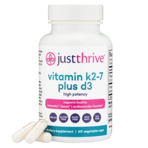 Just Thrive vitamina k2-7 y d3 suplemento 60 cápsulas vegetales