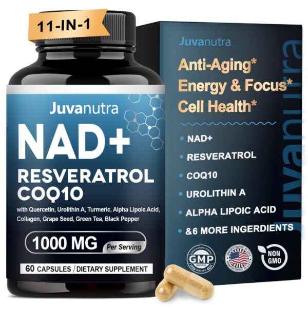 Frente del envase JuvaNutra NAD liposomal 11-en-1