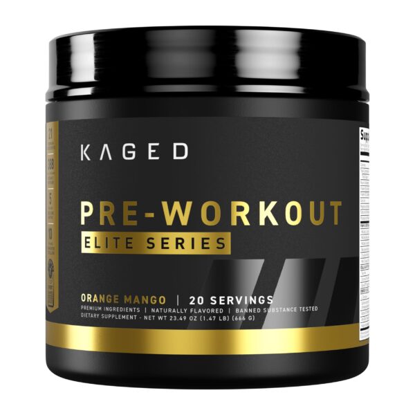 Frente de Kaged Pre Workout Elite en envase