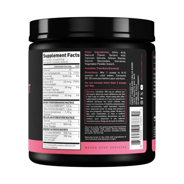 Etiqueta de Kaged Sport Pre Workout